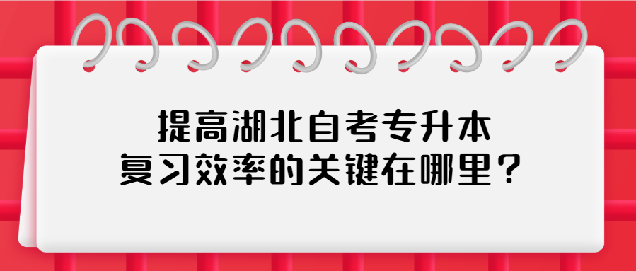 提高湖北自考专升本复习效率的关键在哪里?