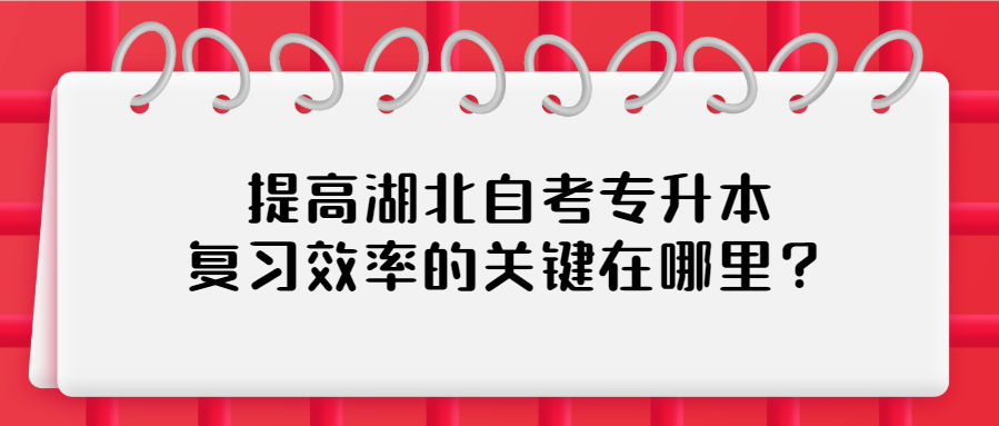 提高湖北自考专升本复习效率的关键在哪里？