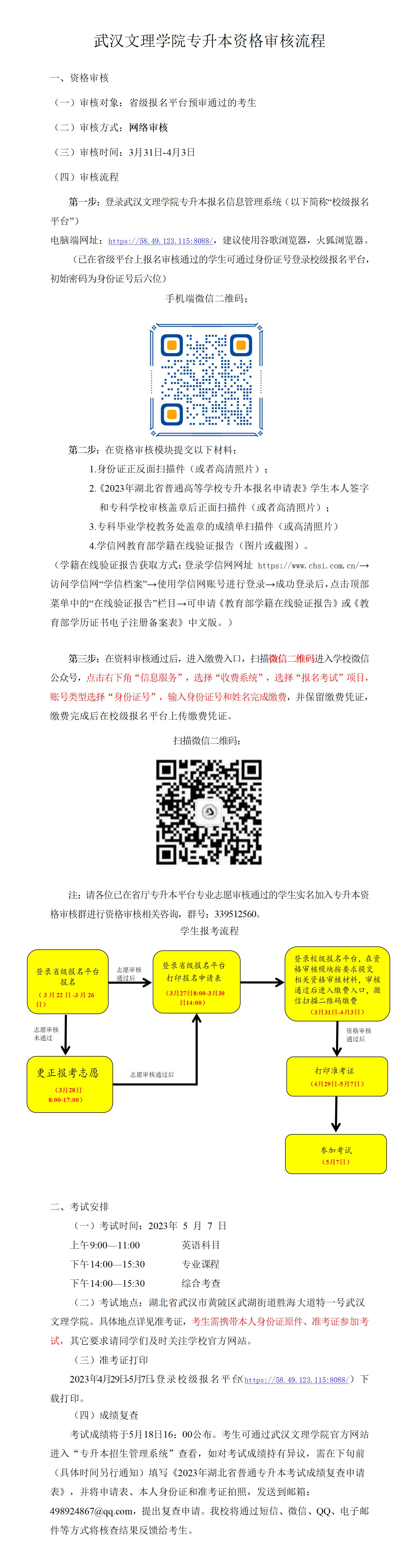 武汉文理学院专升本资格审核流程